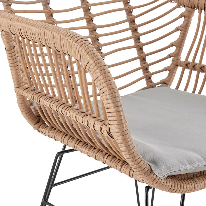 Manhattan Comfort Antibes 1.0 Steel Rattan 3-Piece Patio Conversation Set - Grey