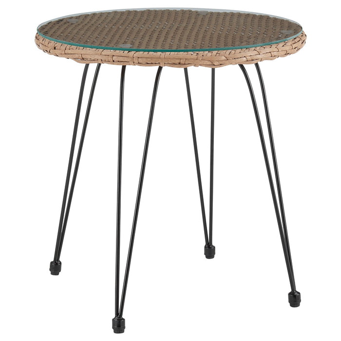 Manhattan Comfort Antibes 1.0 Steel Rattan 3-Piece Patio Conversation Set - Grey