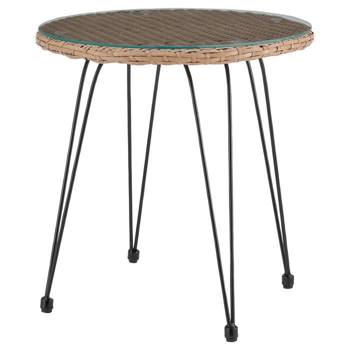 Manhattan Comfort Antibes 1.0 Steel Rattan 3-Piece Patio Conversation Set - Grey