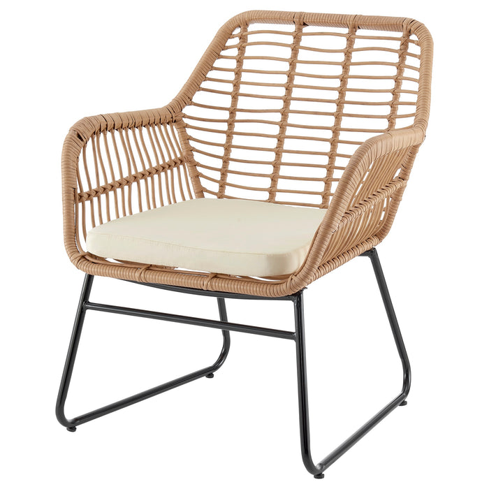 Manhattan Comfort Antibes 2.0 Steel Rattan 4-Piece Patio Conversation Set - Cream