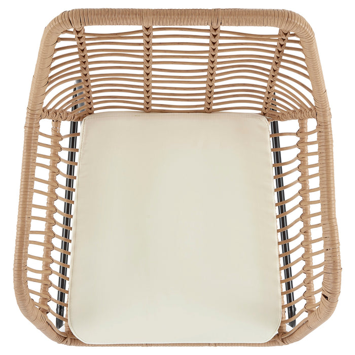 Manhattan Comfort Antibes 2.0 Steel Rattan 4-Piece Patio Conversation Set - Cream