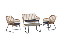 Manhattan Comfort Antibes 2.0 Steel Rattan 4-Piece Patio Conversation Set - Grey