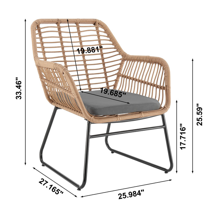 Manhattan Comfort Antibes 2.0 Steel Rattan 4-Piece Patio Conversation Set - Grey