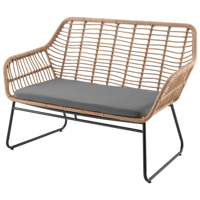 Manhattan Comfort Antibes 2.0 Steel Rattan 4-Piece Patio Conversation Set - Grey