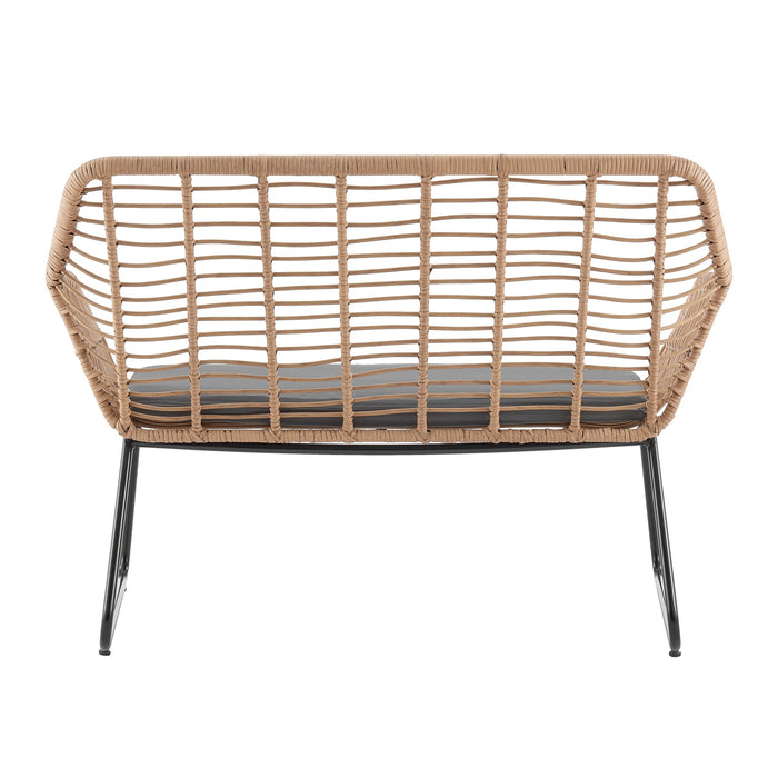 Manhattan Comfort Antibes 2.0 Steel Rattan 4-Piece Patio Conversation Set - Grey