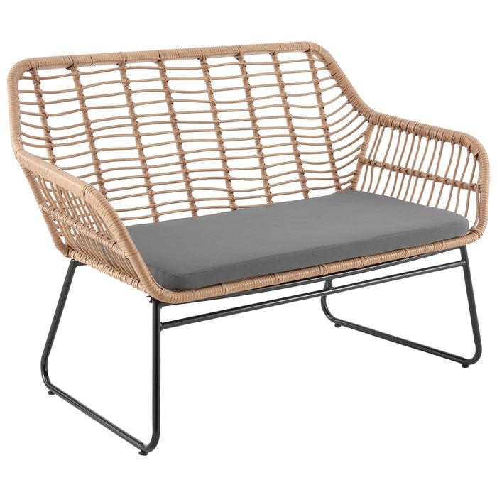 Manhattan Comfort Antibes 2.0 Steel Rattan 4-Piece Patio Conversation Set - Grey