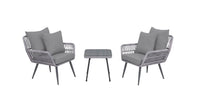 Manhattan Comfort Cannes Rope Wicker 3-Piece Patio Conversation Set - Grey