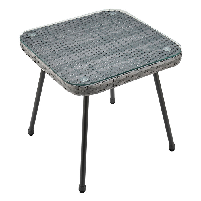 Manhattan Comfort Cannes Rope Wicker 3-Piece Patio Conversation Set - Grey