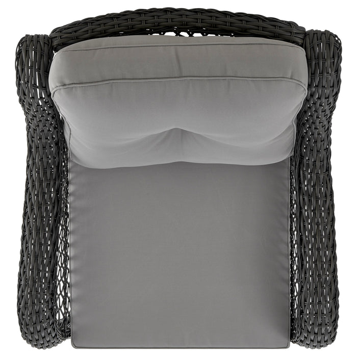 Manhattan Comfort Fruttuo Swivel Steel Rattan 3-Piece Patio Conversation Set - Grey