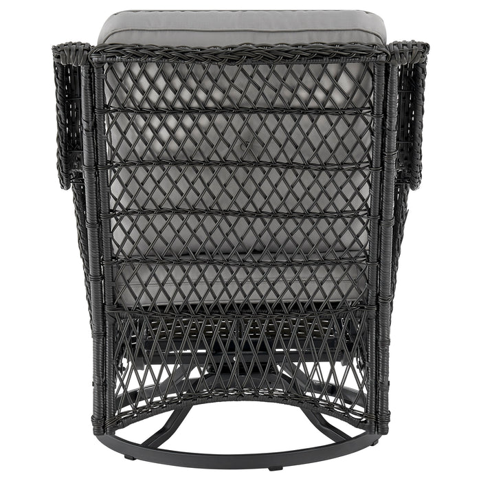 Manhattan Comfort Fruttuo Swivel Steel Rattan 3-Piece Patio Conversation Set - Grey