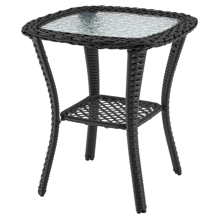 Manhattan Comfort Fruttuo Swivel Steel Rattan 3-Piece Patio Conversation Set - Grey