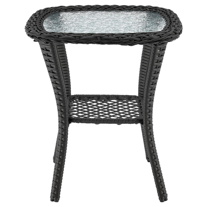 Manhattan Comfort Fruttuo Swivel Steel Rattan 3-Piece Patio Conversation Set - Grey