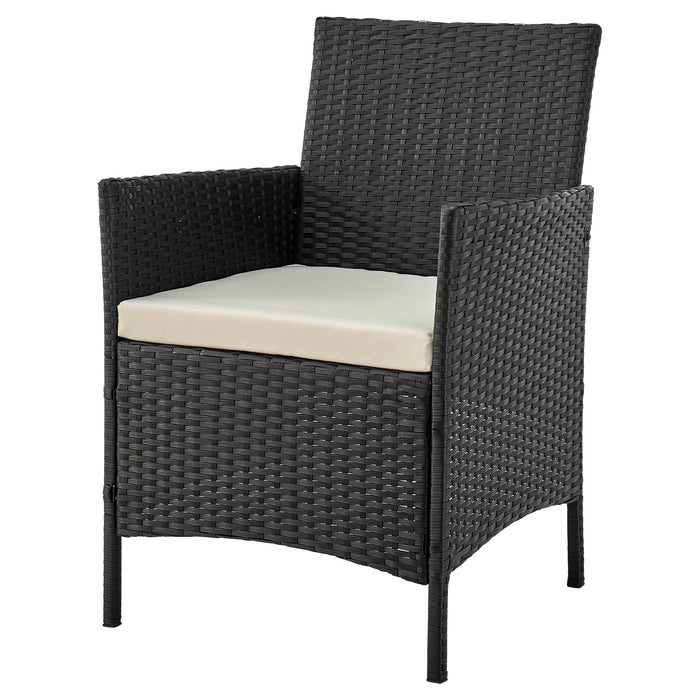 Manhattan Comfort Imperia Steel Rattan 3-Piece Patio Conversation Set - Cream