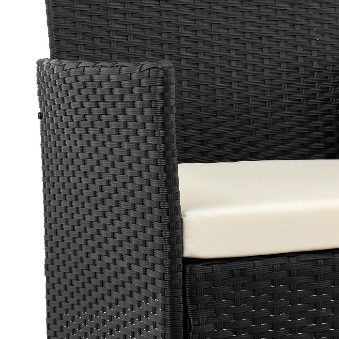 Manhattan Comfort Imperia Steel Rattan 3-Piece Patio Conversation Set - Cream