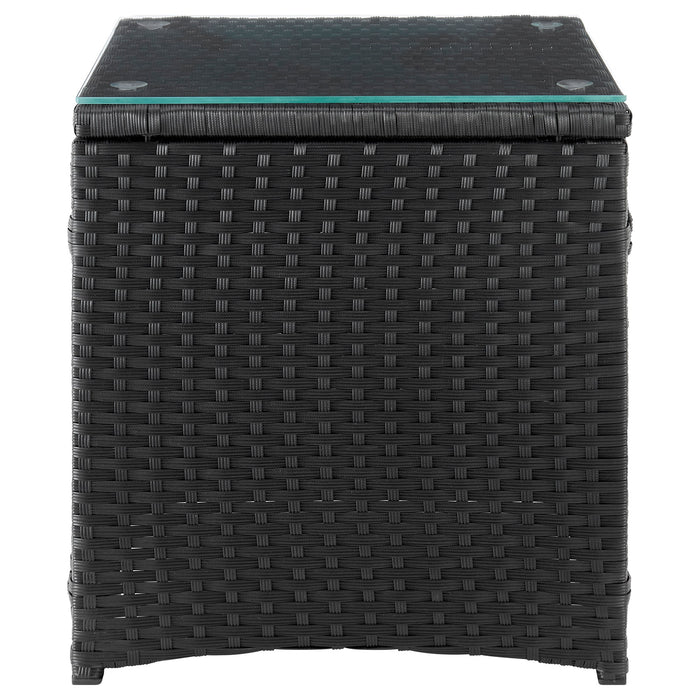 Manhattan Comfort Imperia Steel Rattan 3-Piece Patio Conversation Set - Cream