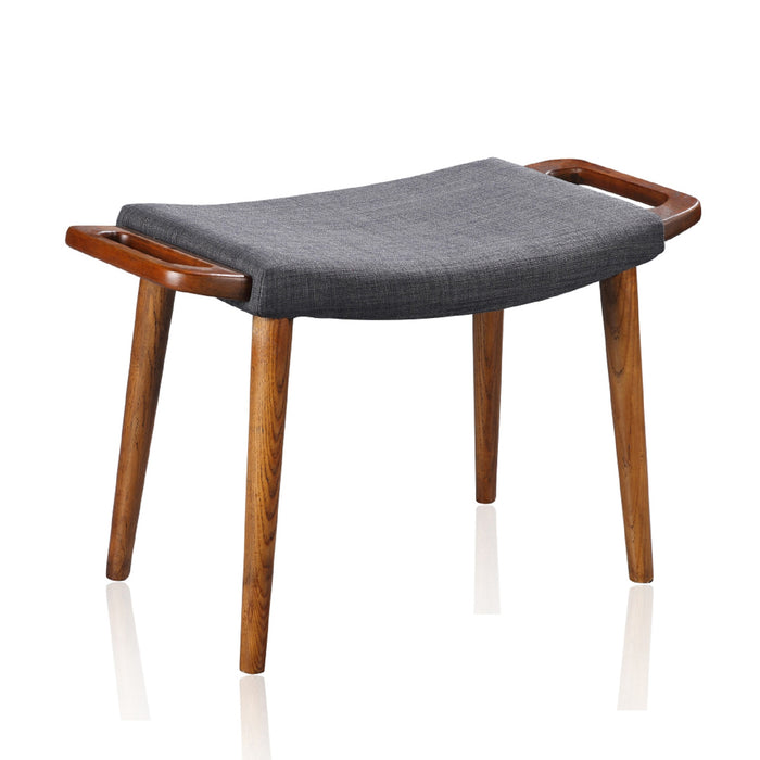 Manhattan Comfort Geta Ottoman - Charcoal & Antique Walnut