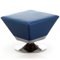 Manhattan Comfort Diamond Polished Chrome Swivel Ottoman - Blue