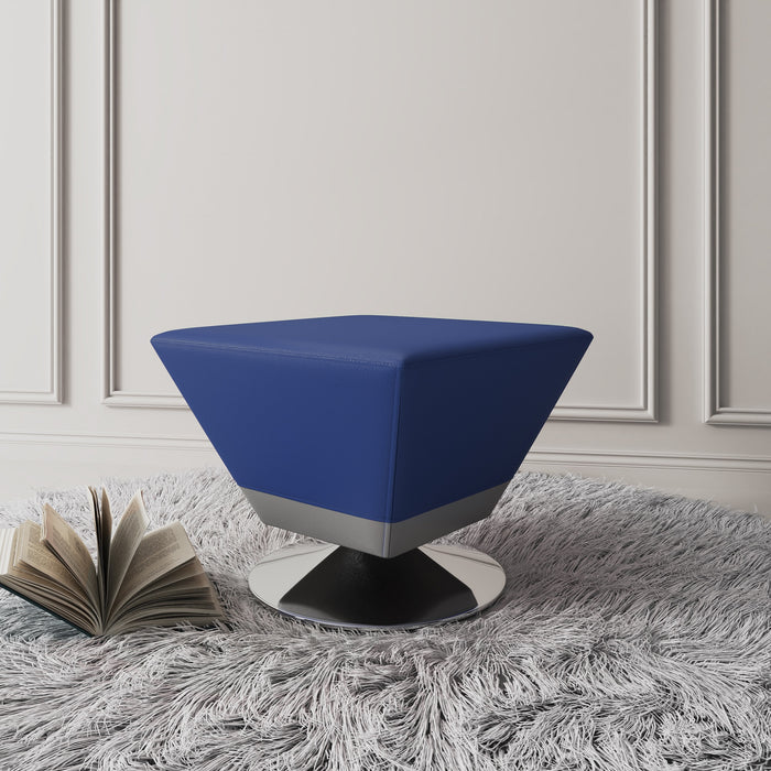 Manhattan Comfort Diamond Polished Chrome Swivel Ottoman - Blue