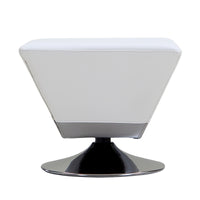Manhattan Comfort Diamond Polished Chrome Swivel Ottoman - White