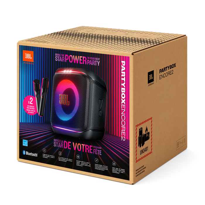 JBL PartyBox Encore 2 100W Portable Party Speaker with 2 Microphones (JBLPBENCORE22MICAM) - Black