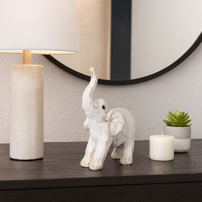 8” Contemporary Elephant Figurine – White