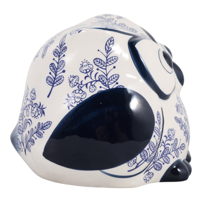 5” Ceramic Leaf Print Chinoiserie Owl – Blue 