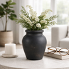 6.25” Terracotta Bud Vase – Black  | Vase à fleurs de 6,25 po en terre cuite - noir