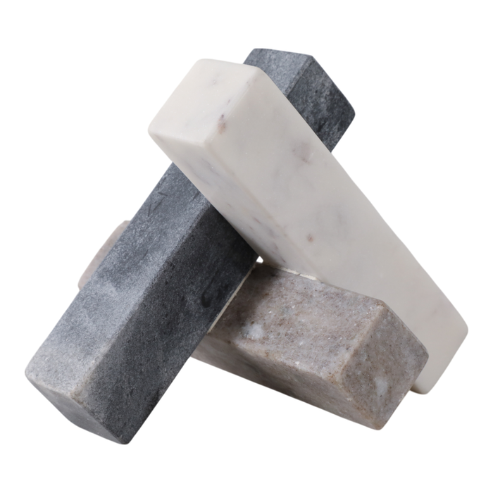 Marble 6” Abstract Jack Decoration – White