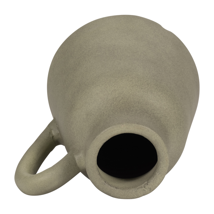 8.75” Terracotta Vase with Handle – Green 
