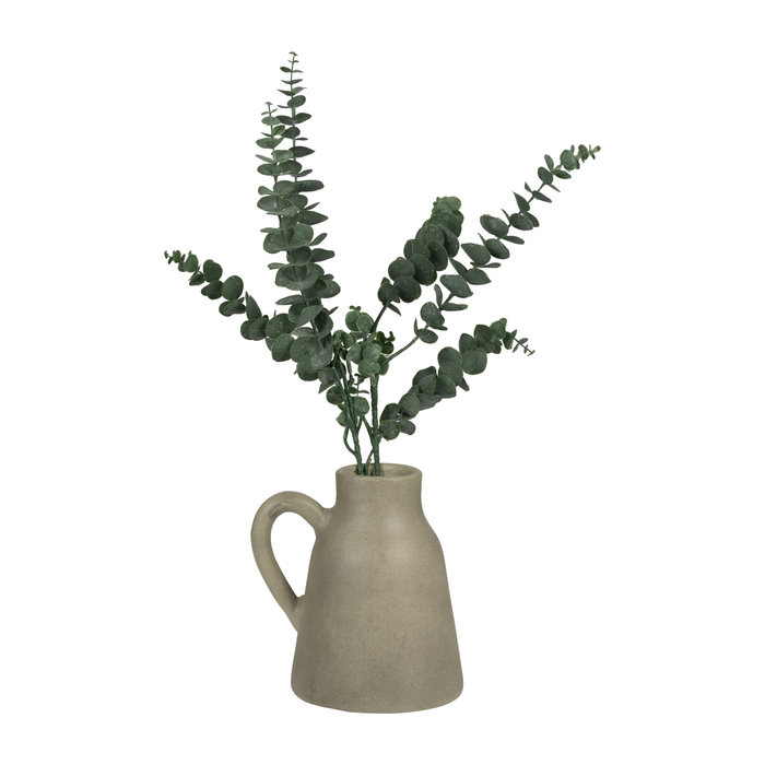8.75” Terracotta Vase with Handle – Green 