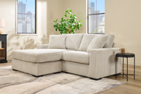 Willow 2-Piece Fabric Sectional with Removable Cushions and Chaise Ottoman – Sand 