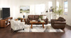 Made in Canada Wynn 33" Linen-Look Fabric Accent Chair with Flared Arms and Wood Legs - Floral Multicolour  | Fauteuil d’appoint Wynn de 33 po fabriqué au Canada en tissu d’apparence lin avec accoudoirs évasés et pattes en bois - floral multicolore