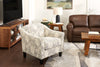 Made in Canada Wynn 33\" Linen-Look Fabric Accent Chair with Flared Arms and Wood Legs - Floral Multicolour 
