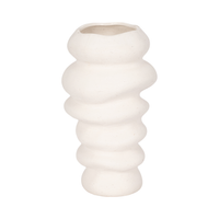 12” Ceramic Hand Scribed Cairn Vase – Ivory  