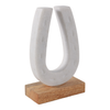 Marble 8.25” Horseshoe Sculpture with Wood Base – White | Sculpture de fer à cheval de 8,25 po en marbre avec base en bois - blanche