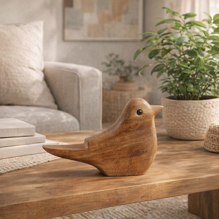 Contemporary Wood Bird Decoration – Natural