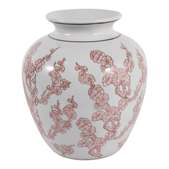 13” Ceramic Chinoiserie Cherry Blossom Vase – Pink 