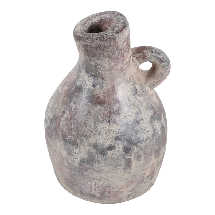 8.25” Terracotta Curvy Bud Vase with Handle – Weathered 