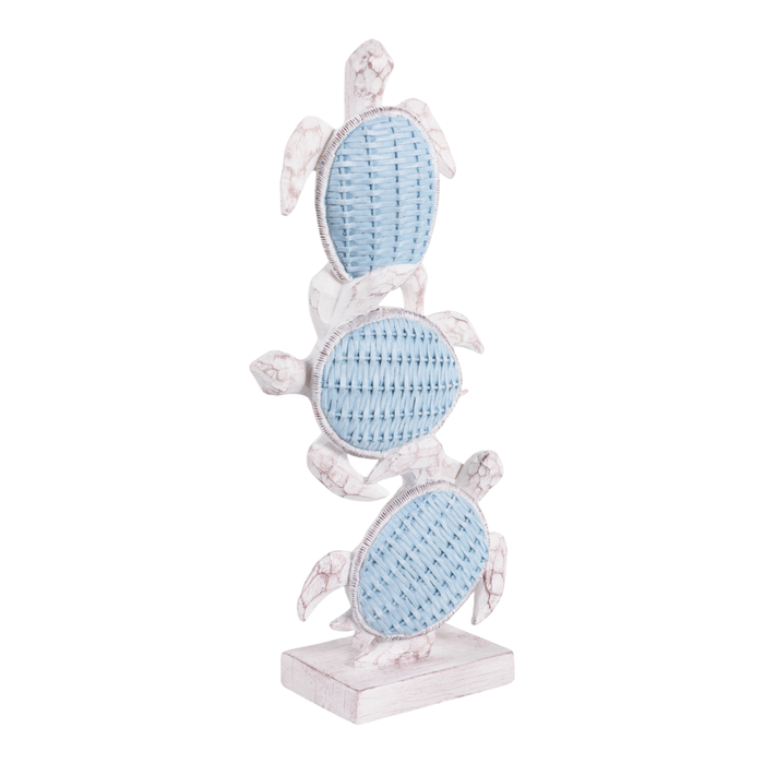 15.75” Vertical Stack of Turtles – Light Blue