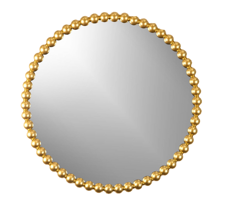 Round Gold Beaded Mirror