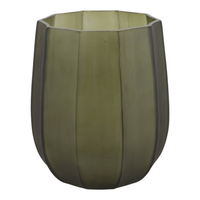 8” Faceted Glass Hurricane Vase – Emerald 