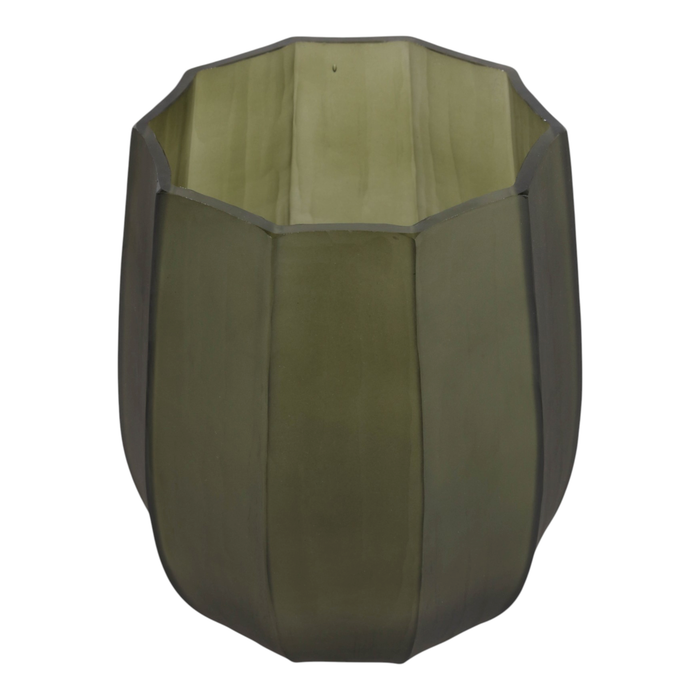 8” Faceted Glass Hurricane Vase – Emerald