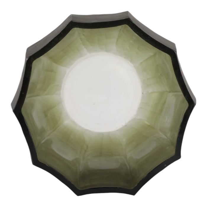 8” Faceted Glass Hurricane Vase – Emerald
