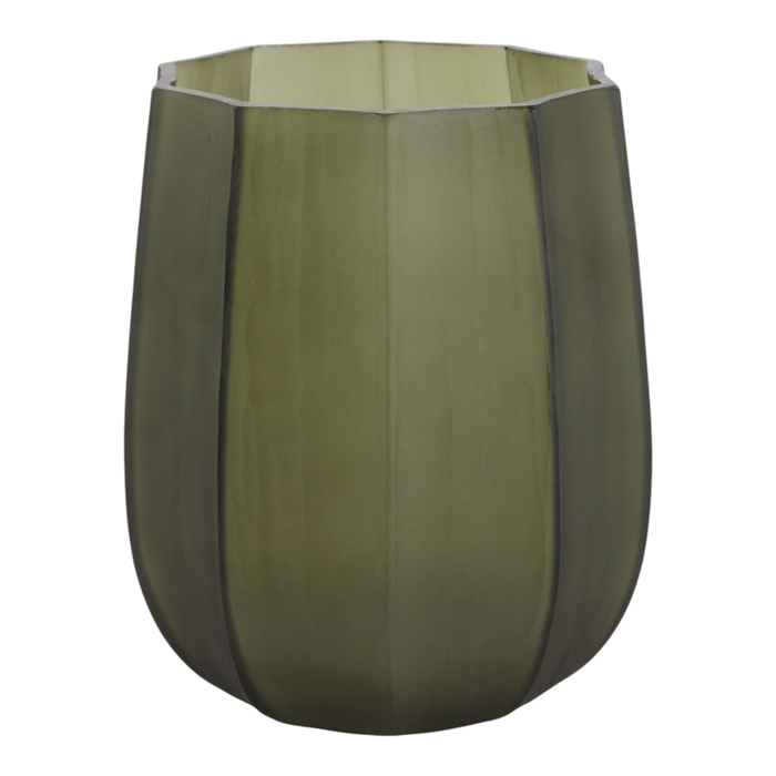 8” Faceted Glass Hurricane Vase – Emerald