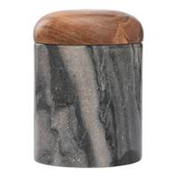 5” Curved Marble Box with Acacia Wood – Stone