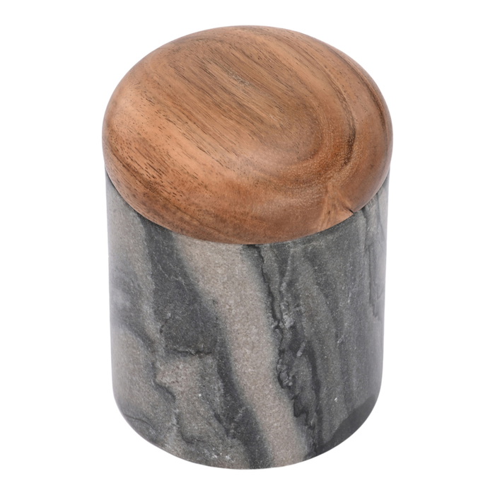 5” Curved Marble Box with Acacia Wood – Stone
