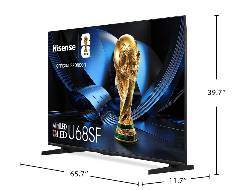 Hisense 75\" U68SF Mini-LED QLED 4K UHD AI TV (75U68SF) - 2026 Model