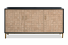 Alenna 60\" 3-door Accent Cabinet with Adjustable Shelves and Gold Hardware - Black and Weathered White