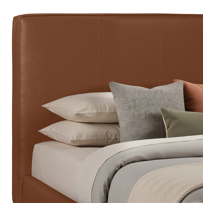 Alix Upholstered Platform Bed in Brown Fabric – Queen Size 