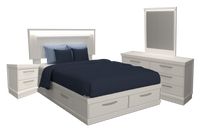 Alpine 6pc Bedroom Set with Storage Bed, Dresser, Mirror & Nightstand, White - Full